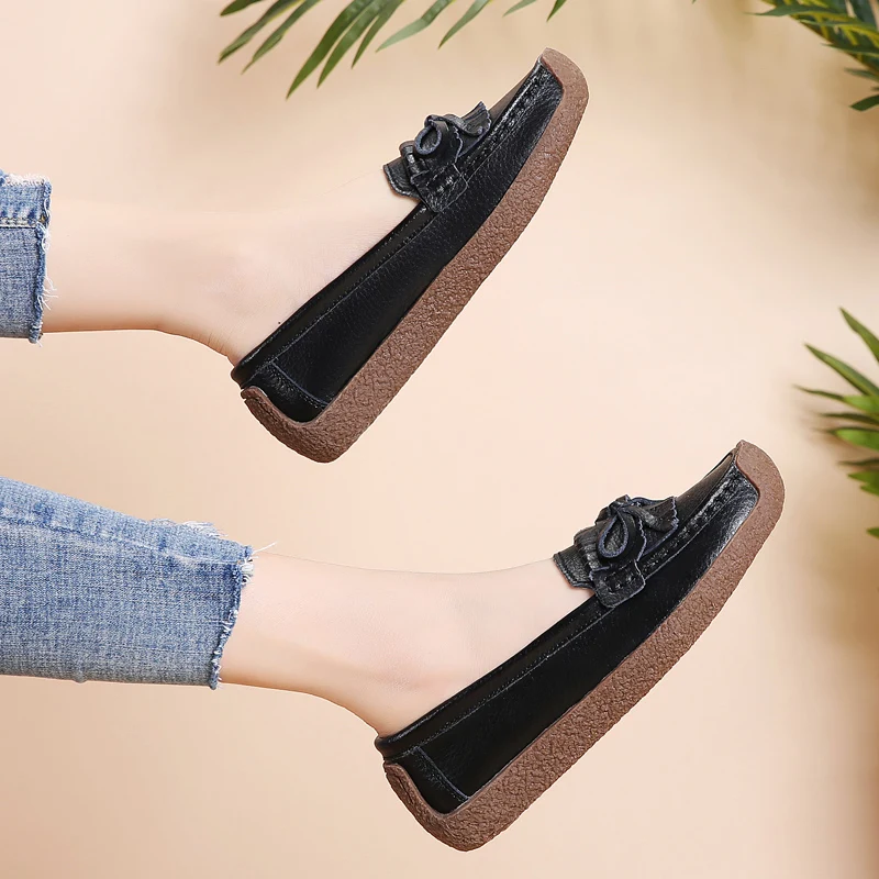 

2021 sneakers Women Flats Ballet Shoes Cut Out Leather Breathable Moccasins Women Boat Shoes Ballerina Ladies Casual Shoes