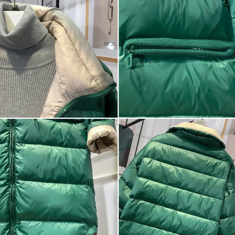 

Ailegogo New Winter Jacket Women Fashion Street Designer Womens White Duck Down Jacket Outerwear Female Long Down Parka Coat