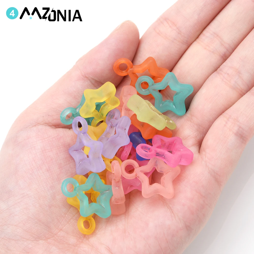 30 шт./лот 21x6 мм акриловые полые Звездные бусины подвеска красочные разделители