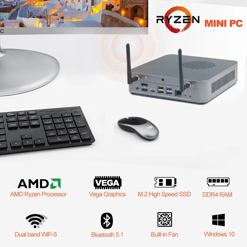 Игровой мини-ПК AMD Ryzen 7 4800H R5 4600H WiFi6 Windows 11pro TPM2.0 Radeon графический портативный
