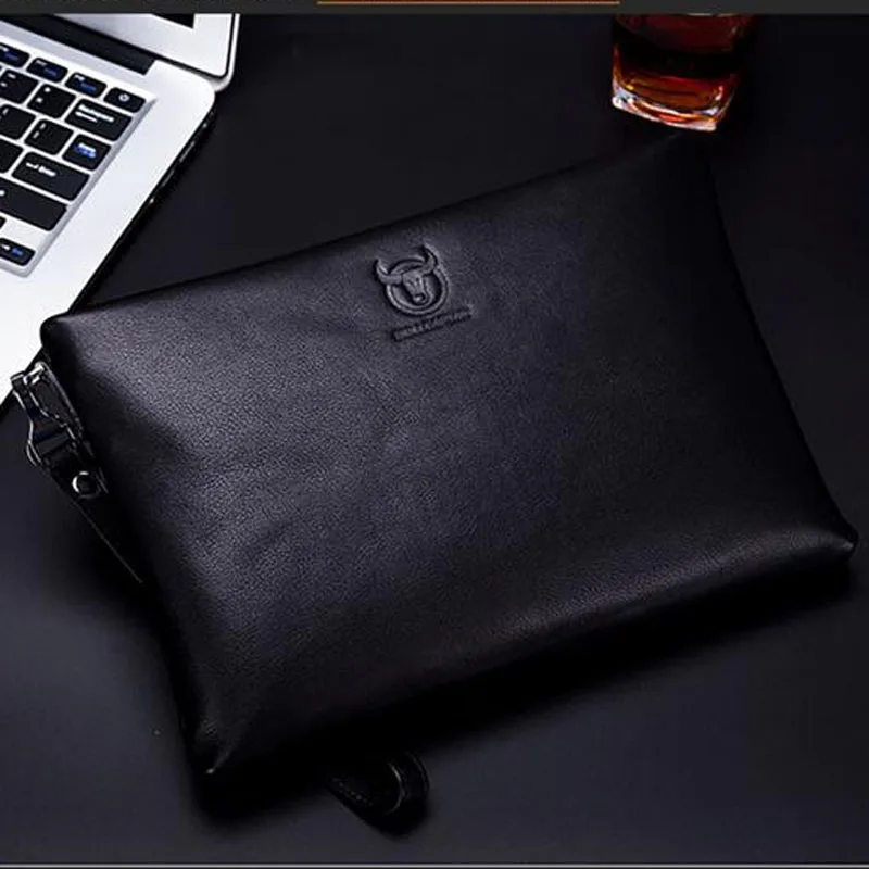 BULLCAPTAIN Unisex clutch bag wallet leather men bag Business  fashion men casual bag for  iPad Handbags Men Clutch Bag