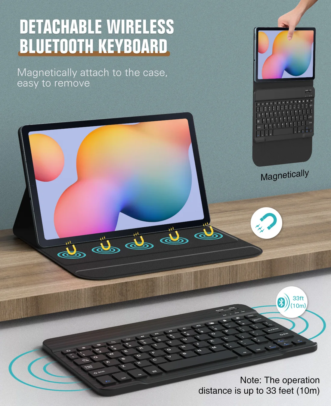 

Keyboard Case for Samsung Galaxy Tab S6 Lite 2020,Magnetic Cover Shell Case with Removable Wireless Keyboard For Tab S6 Lite