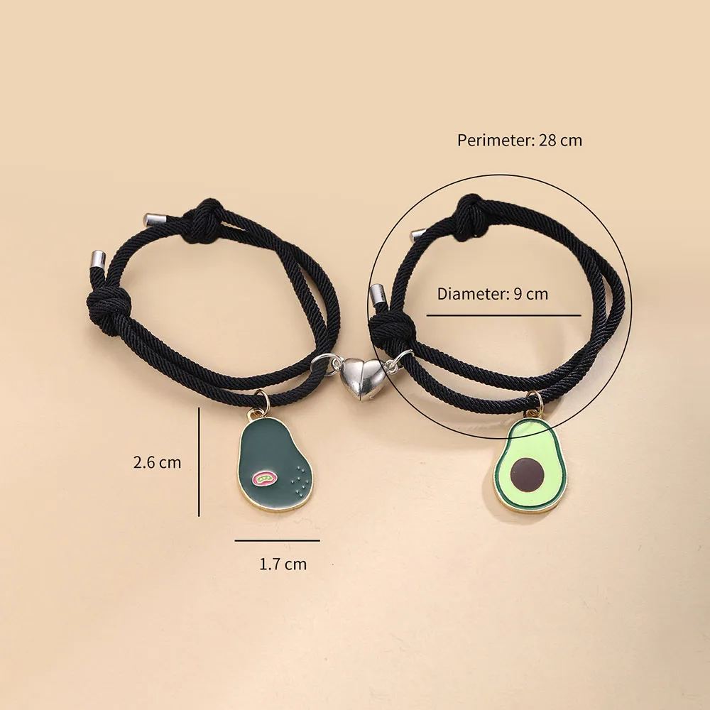 Модный милый браслет серебристого цвета с авокадо влюбленным сердцем для
