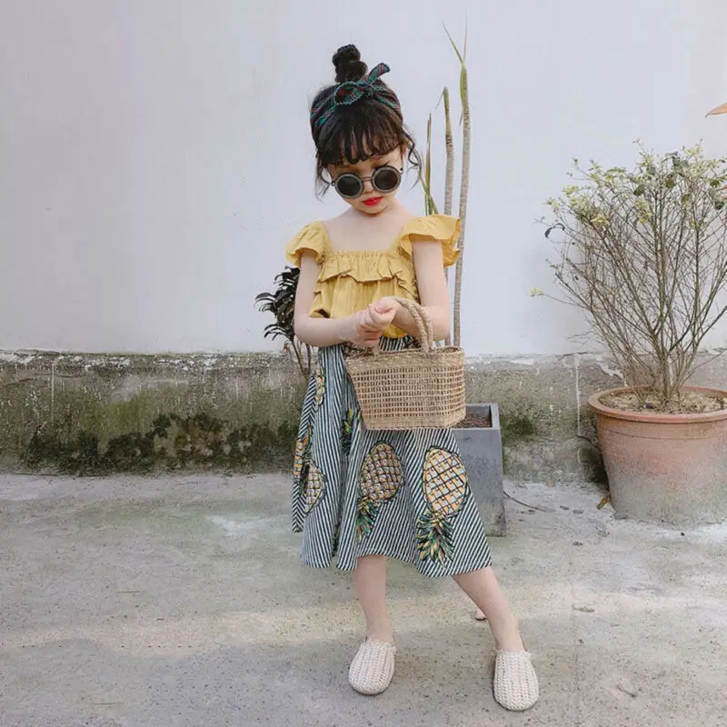 Праздничные Детские наряды для маленьких девочек однотонные кроп топы на