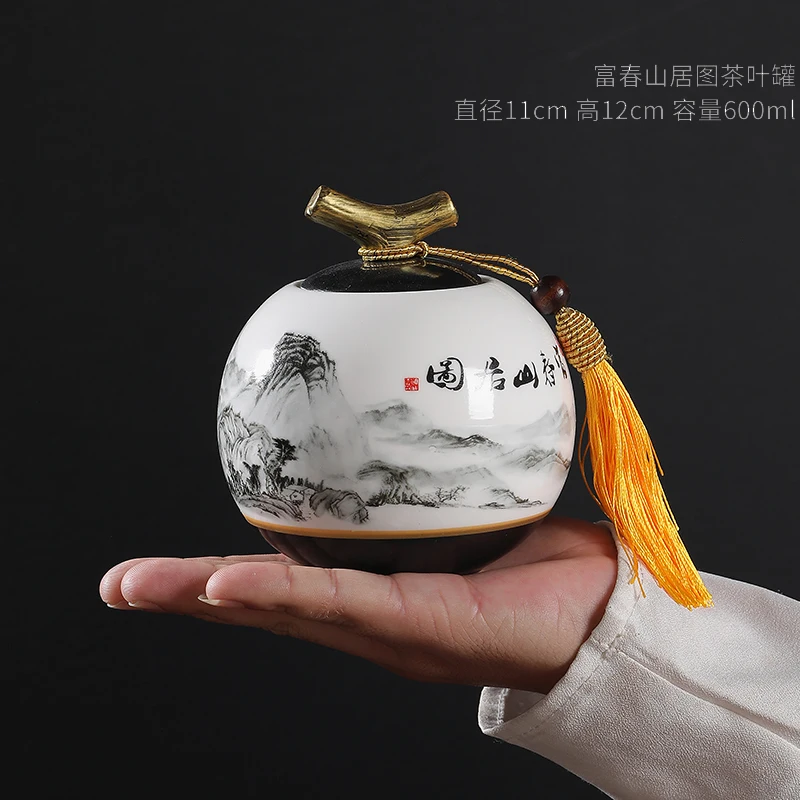 

Ceramic Tea Caddy Box with Lid Tea Storage Ceramic Container Chinese Tea Cup Gift Set Tea Bag Storage Box Tea Caddies BG50TC