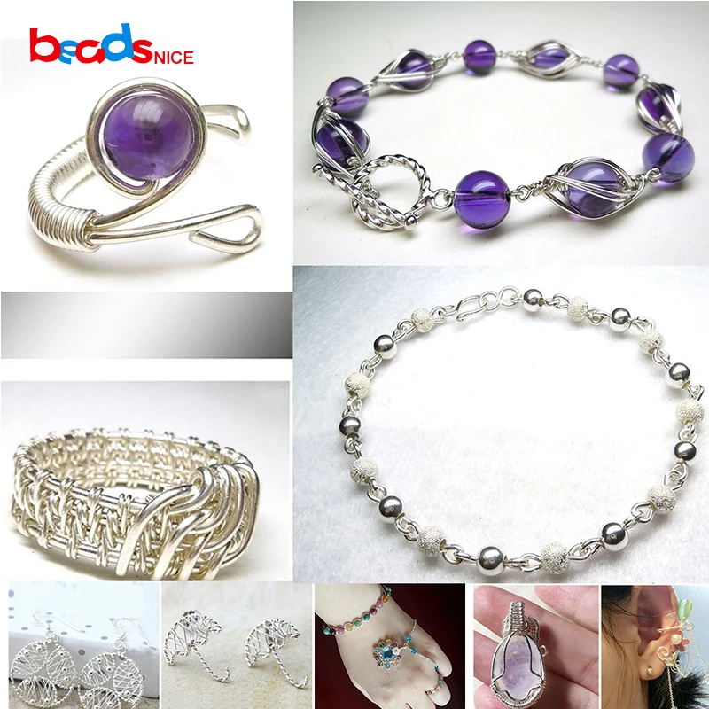 Beadsnice серебряная проволока 28 Калибровочная 0 3 мм круглая для рукоделия