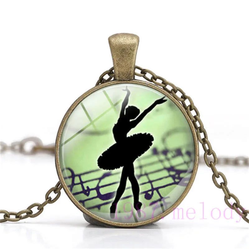 Музыкальная балерина Ретро кабошон с фото стеклянная цепочка Ожерелье