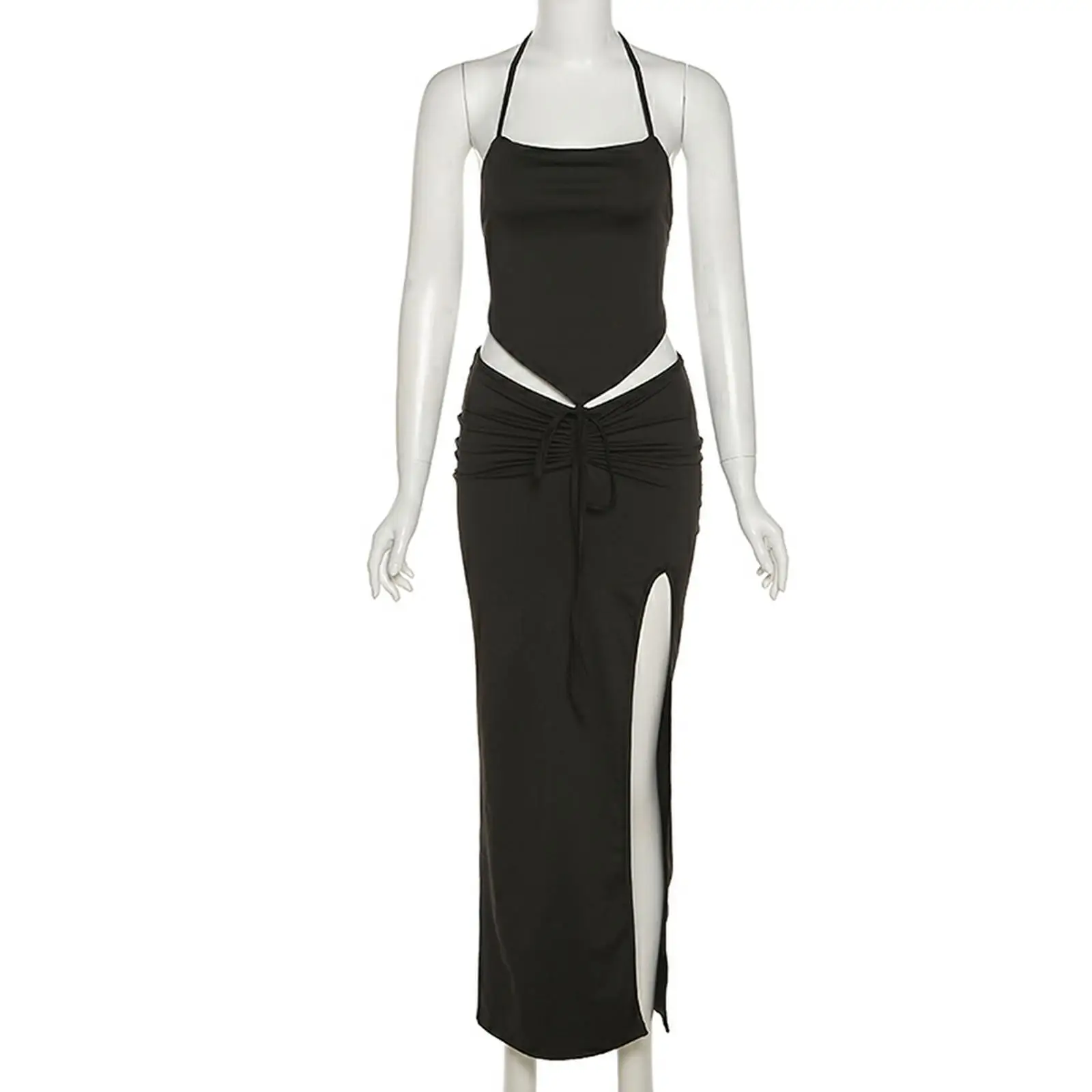 

hirigin Women Summer Sexy Elegant French Romantic Solid White Black Camisole Two Piece Skirt Set Vacation Beach Skirt Set