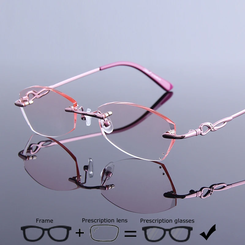 Роскошные очки без оправы по рецепту для женщин оптические чтения с бриллиантами