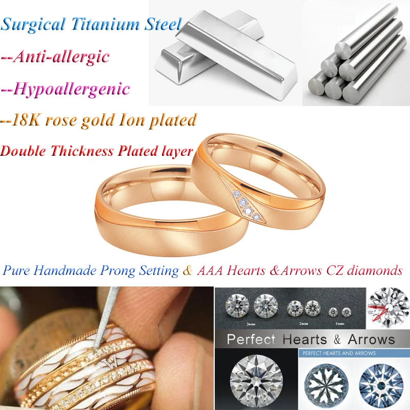 

Unique 6mm custom love Alliance slim 14k gold plated marraige couple wedding rings for men and women