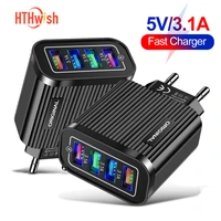 4 ports usb charger quick charge 3 0 fast charging for xiaomi mi note 10 pro tablet portable eu plug wall mobile charger adapter