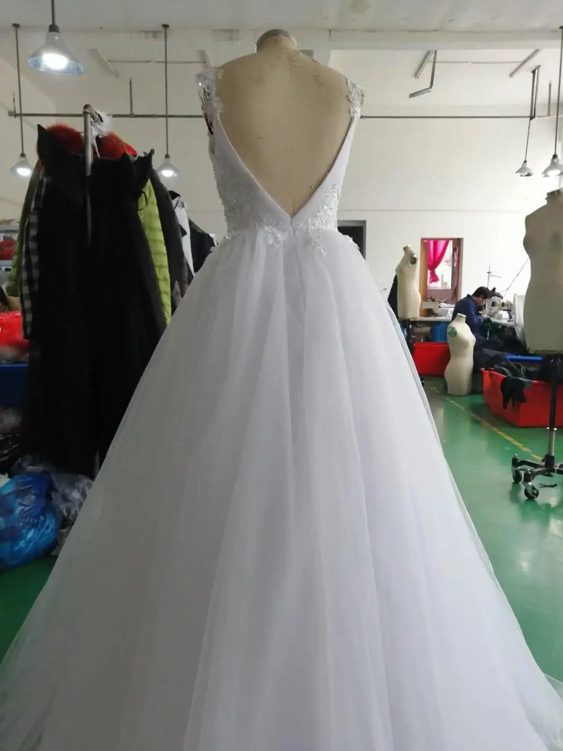 WUZHIYI Trouwjurk Simple Beaded V Neck Wedding Dresses 2021 White Boho Floor Length Sweep Train Bridal Gowns Robe Marriage Women | Свадьбы и