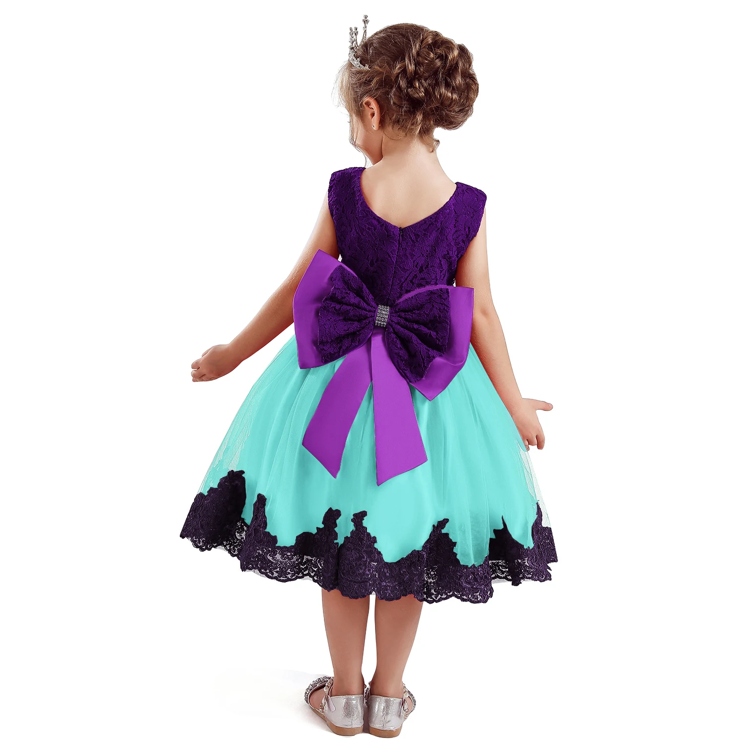 Цветок юбка пачка для девочек платья принцессы с рисунком радуги Красочные