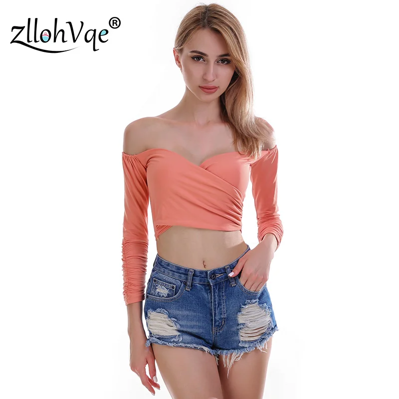 Женский топ с длинным рукавом Zllohvqe однотонный вырезом лодочкой и открытым