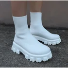 Женские вязаные сапоги до середины икры, женские сапоги на платформе, носки, Дамская Повседневная обувь без шнуровки на толстой подошве, сохраняющая тепло модная обувь 2021