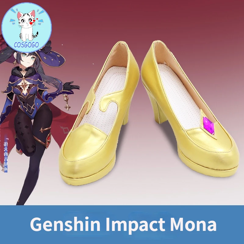 

Genshin Impact Mondstadt Mona Halloween Cosplay Shoes High Heels For Women New 2020 Hot Game pu