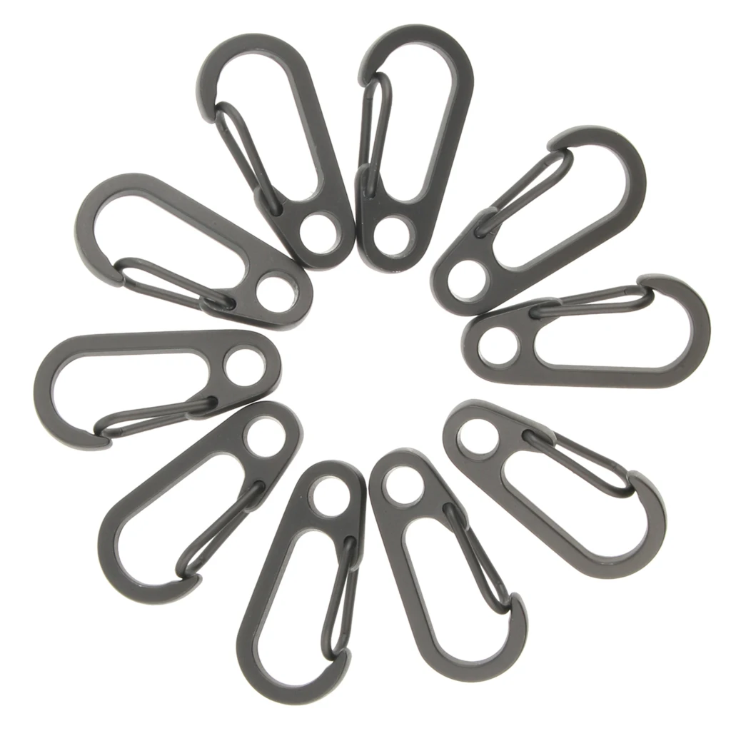 

10Pcs Outdoor Camping Mini Quick Link Carabiners Portable Gear Snap Spring Clip Hook Quickdraw Gray Keychain Tool