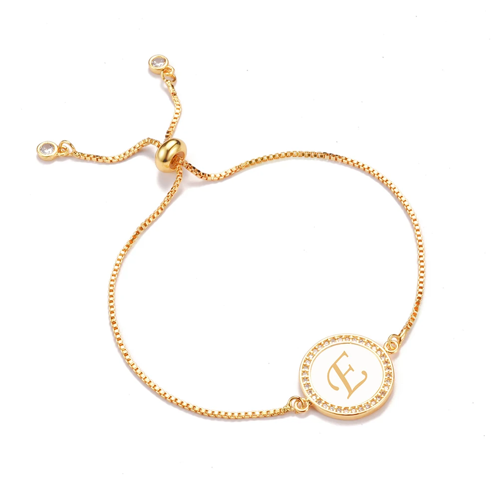 Ракушка Циркон 26 Алфавит очаровательный браслет с буквой Femme медный A Z Начальная