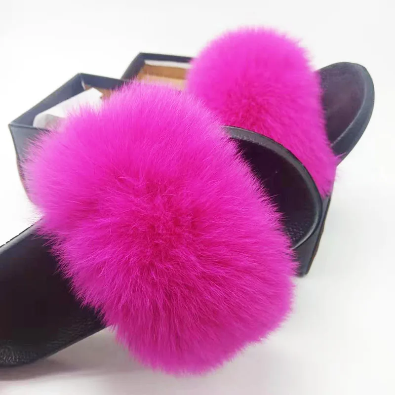 Сланцы женские из натурального Лисьего меха меховые сандалии плюшевые домашние