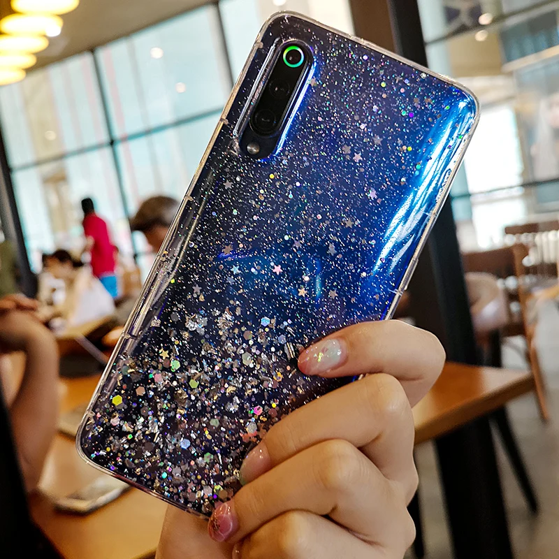 Блестящий Прозрачный чехол для телефона со звездой Xiaomi 6 6X 9 8 SE Lite Redmi K20 Pro Note 7