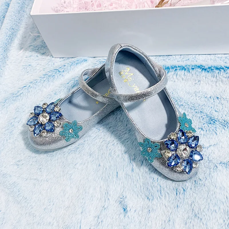 

Princess Kids Shoes for Toddler Girls Flower Casual Glitter Blue Silver 2021