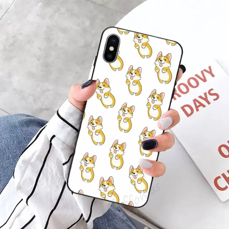 

Lovely Cartoons Corgi panda Phone Case Candy Color for iPhone 6 7 8 11 12 s mini pro X XS XR MAX Plus