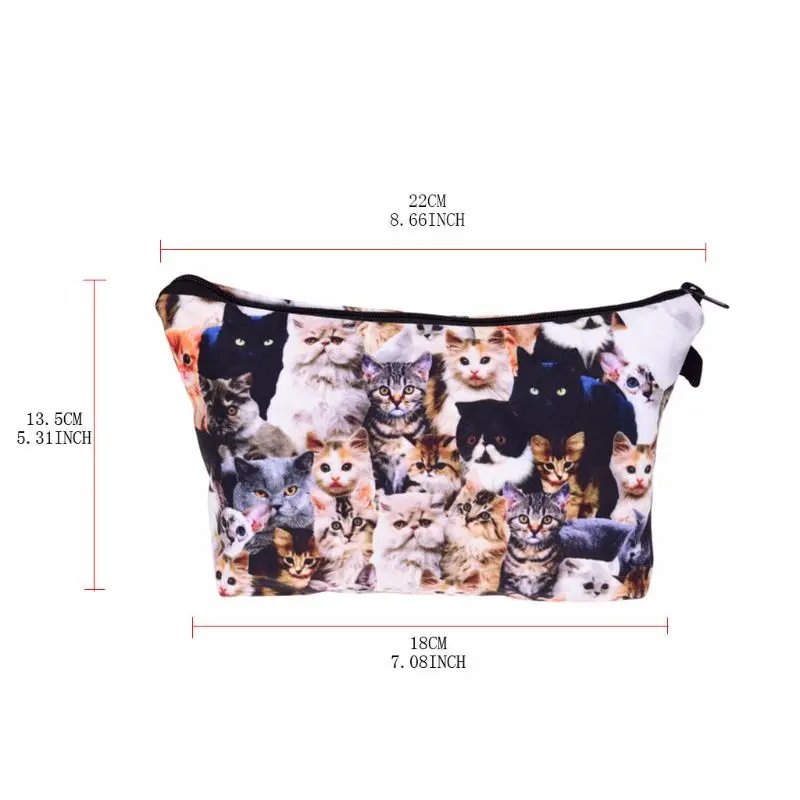 

Travel Cosmetic Bag Cute Cat Printed Pattern Makeup Case Pouch Toiletry Organize