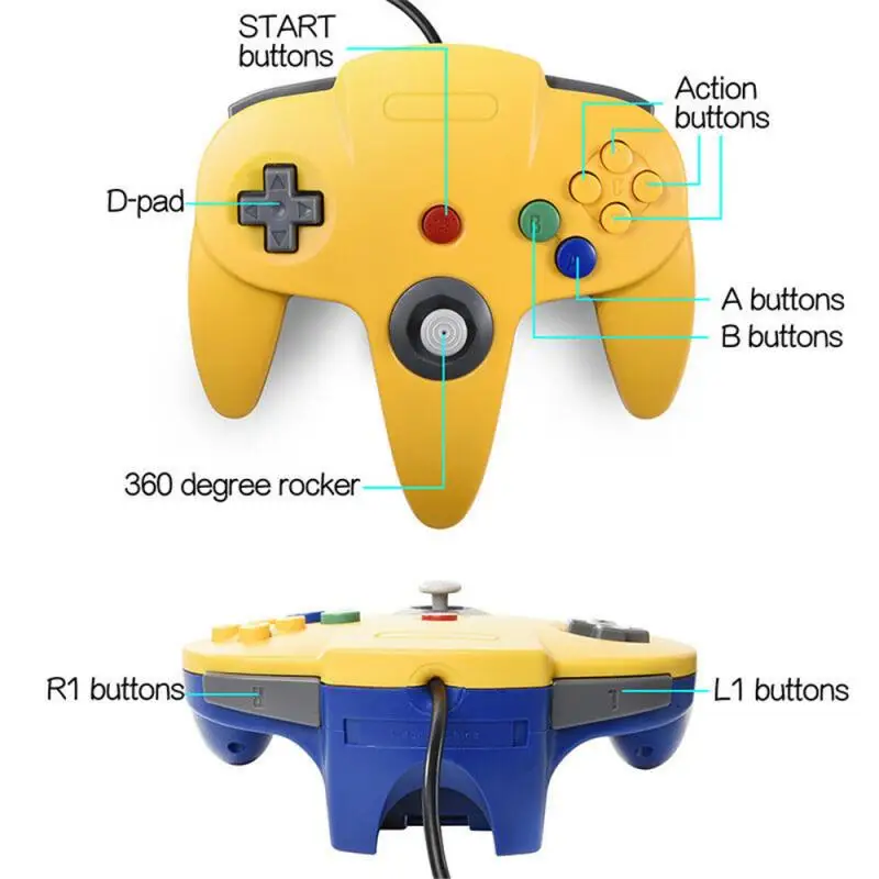 

Nueva Gamepad controlador con cable Joypad para mando de Gamecube juego accesorios para Nintend N64 para computadora PC controla