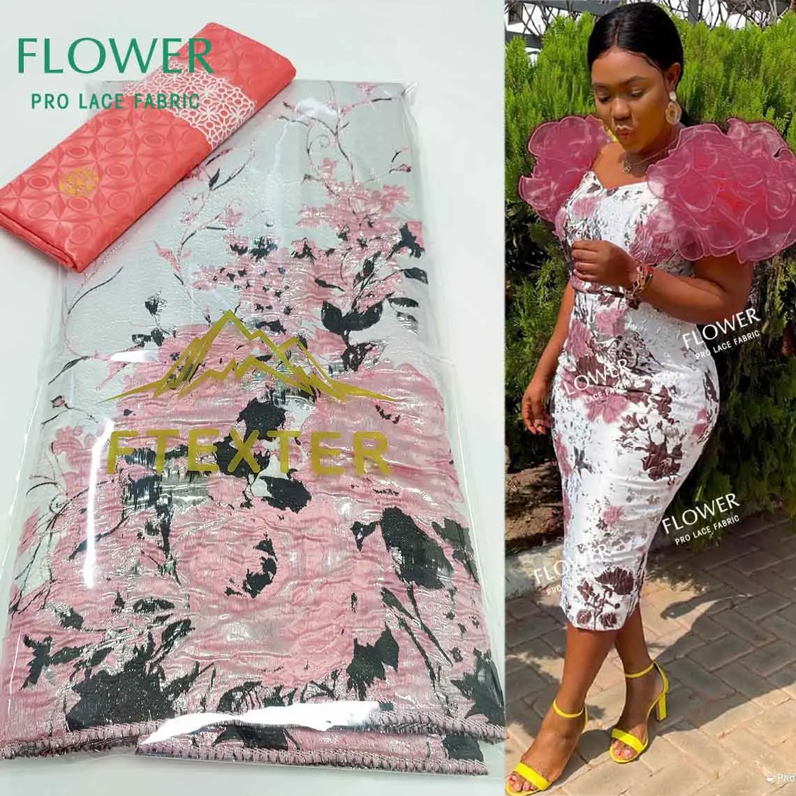 

2.5+2.5 Yards High Quality Brocade Jacquard Style African Organza Lace With Bazin Riche Fabric Women French Net Tulle Material