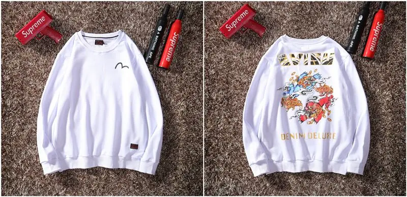 Evisu осенне-зимний мужской свитер с круглым вырезом, теплый дышащий Модный хлопковый свитер с принтом и длинными рукавами для мужчин и женщин, одежда для влюбленных