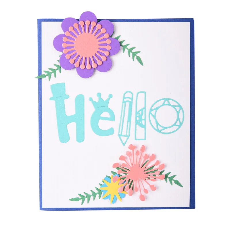 InLoveArts слова Hello металлический Трафаретный вырубной штамп с милой шляпа карандаш