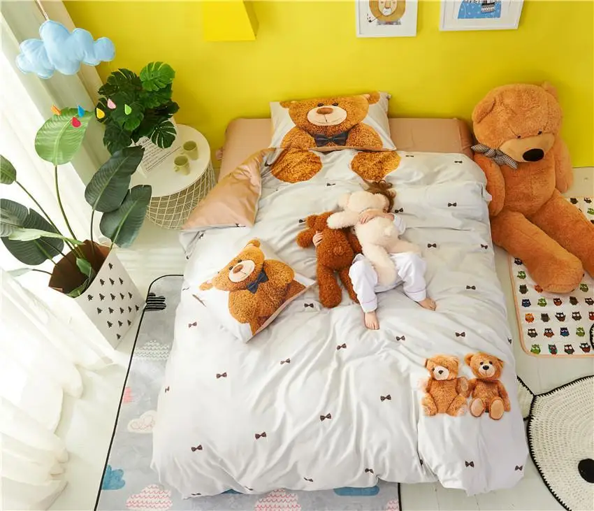 

43Cute Girls Kids Twin Queen size Bedding set Egyptian cotton Bed set Bed/Flat sheet set Duvet/Quilt cover Bedlinen Pillowcase