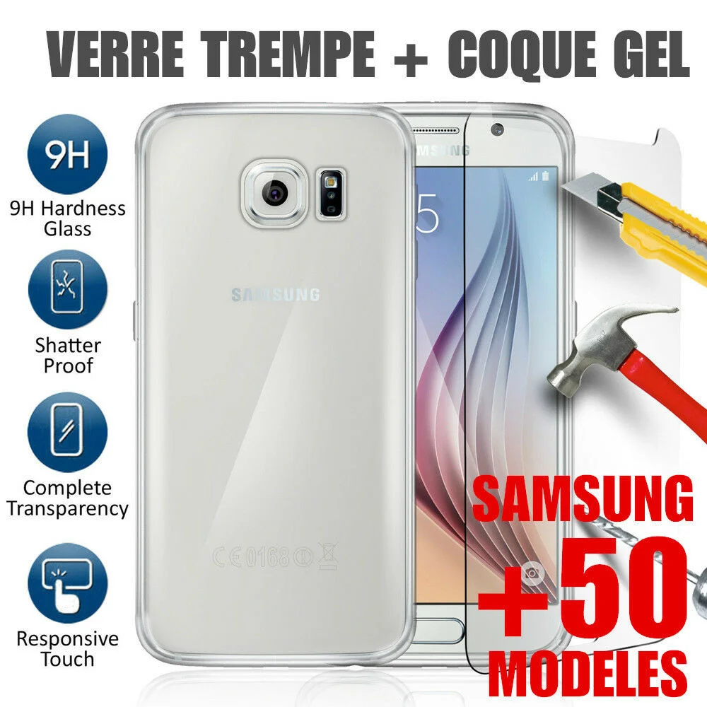 

Coque Etui For Samsung + Film Verre Vitre Trempe A3/a5/a6 Plus/a7/a8 S7 S6 A20e A40