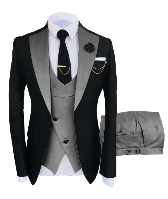 2021 Latest Groom Wear Slim Fit High Quality Wedding Dress Business Suits Prom Party Suits Three Pieces Suit(Jacket+Vest+Pants)