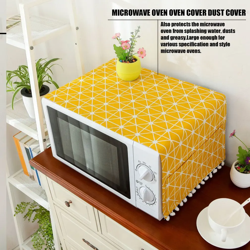 Льняной чехол в современном стиле пылезащитный для микроволновой печи бленда