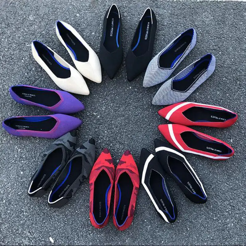 Новинка женские балетки с острым носком лоферы мягкая подошва 3d шерстяные