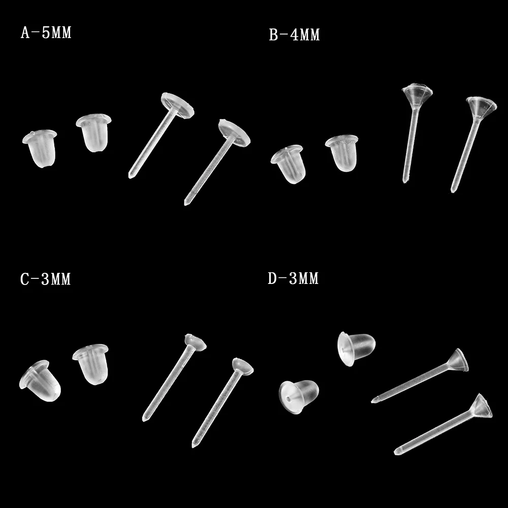 100 пар пластиковых сережек прозрачные застежки для ушей и силиконовые резиновые