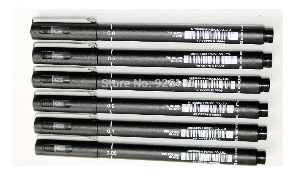 Бесплатная доставка набор 6 пиновых ручек UNI Fine Line 005 01 02 03 05 08 игольчатые черные