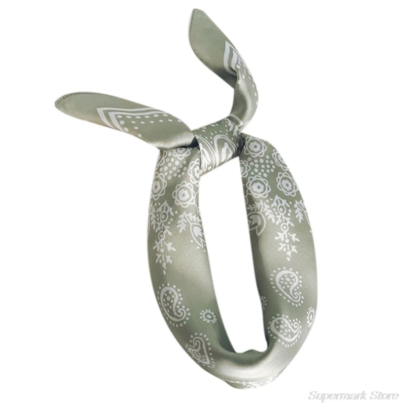 

Korena Women Imitation Silk Square Neck Hair Scarf Vintage Paisley Floral Pattern Bandana Neckerchief Headwrap Shawl M19 21