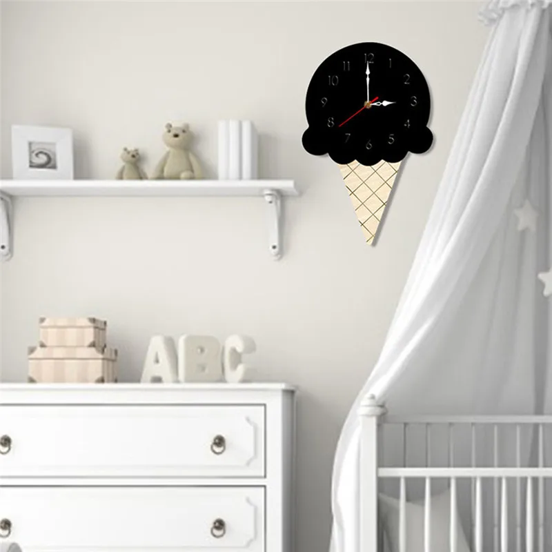 Настенные часы в скандинавском стиле настенные с мороженым бесшумные деревянные