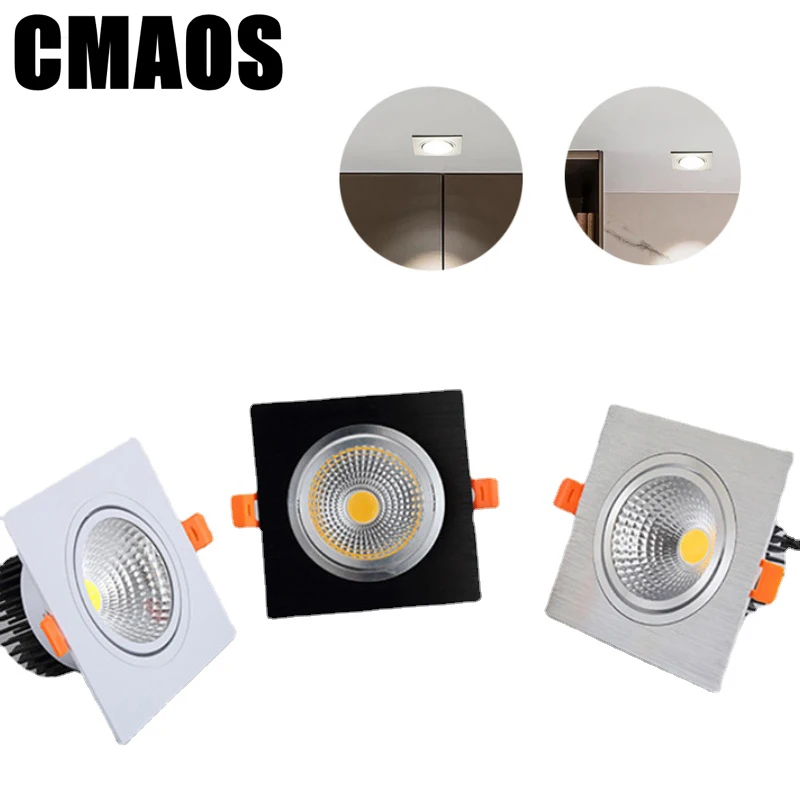 

Dimmable LED Downlights Square Recessed Ceiling Light 7W 9W 12W 15W 110V/220V Home Decor COB Indoor Lighting Lamps Spot Lights