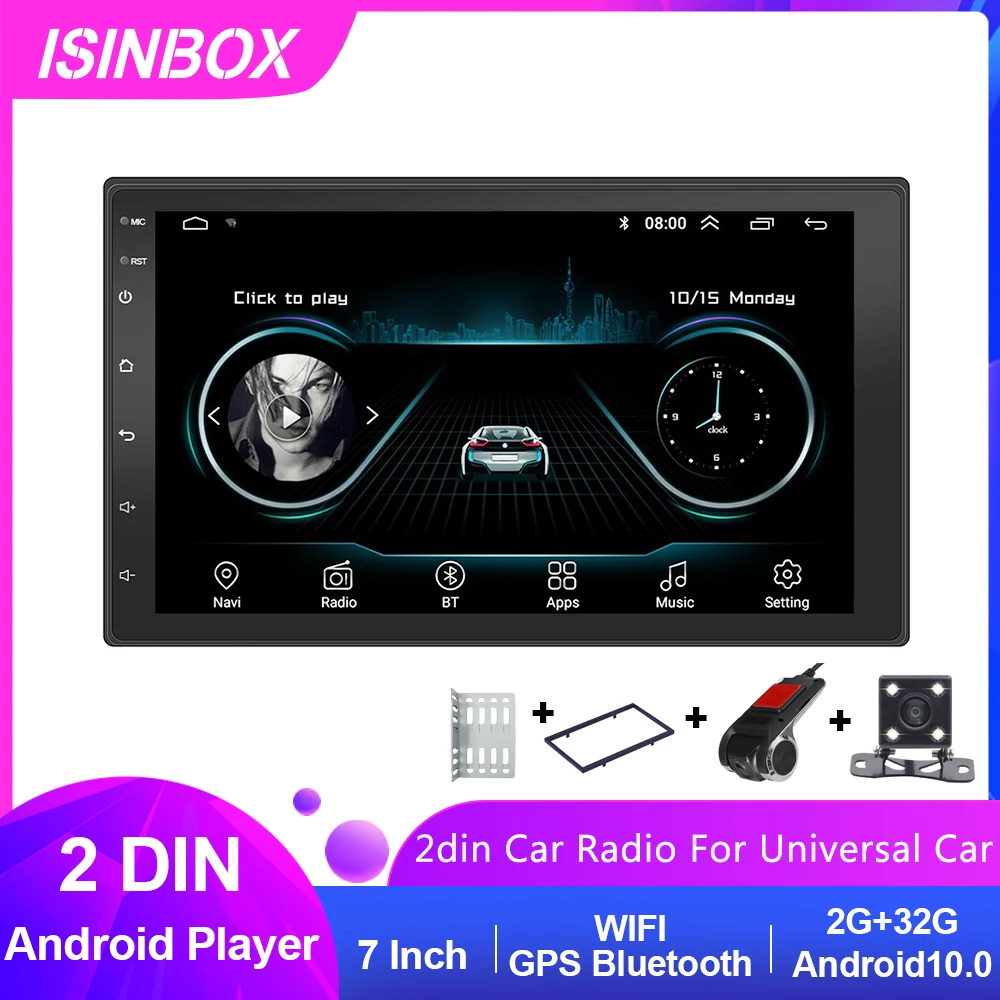 

Автомагнитола 2 Din, мультимедийный плеер на Android, автомагнитола 2 Din с сенсорным экраном 7 ''2.5D, GPS, Wi-Fi, Bluetooth, FM, автомобильный стерео аудиоплеер