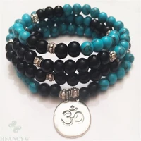 6mm turquoise obsidian gemstone mala bracelet 108 beads fancy chakas men meditation sutra lucky handmade yoga buddhism mala