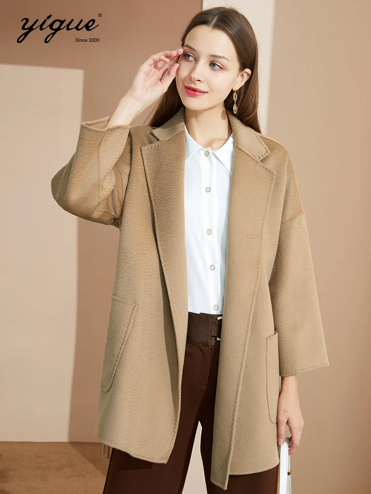 

Зимняя одежда 2021, короткое двухстороннее твидовое пальто в волнистую полоску, Женское шерстяное пальто средней и длинной длины, ветровка