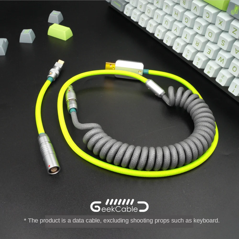 GeekCable Handmade Customized Mechanical Keyboard Data Cable for GMK Theme SP Keycap Line Lime Colorway Type-C Mini-USB Micro