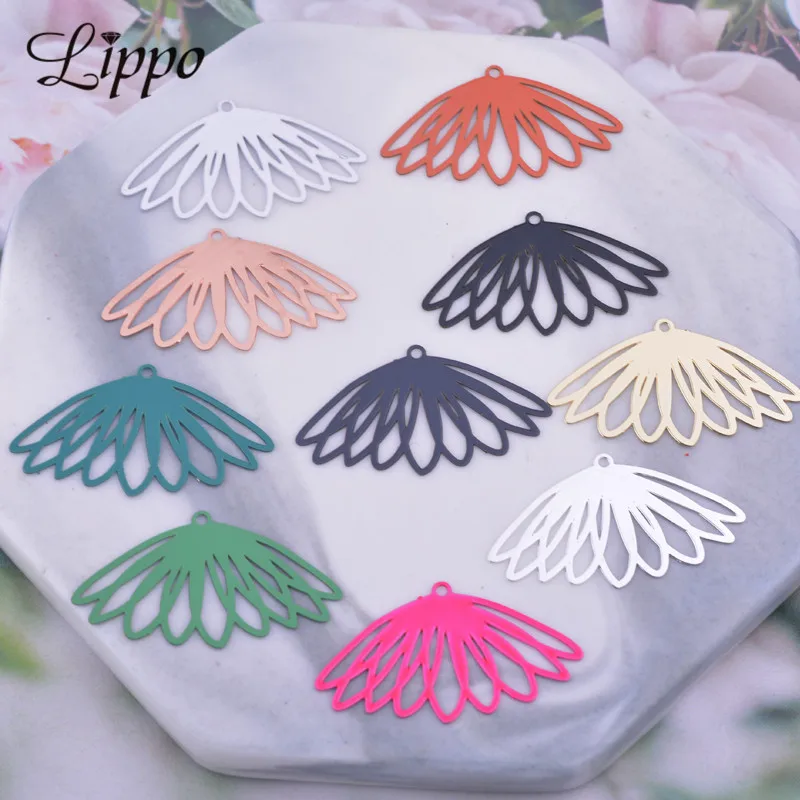 

Филигранные латунные посеребренные подвески в виде цветов, цвета розового золота, AC11636, 17*30 мм, 50 шт.