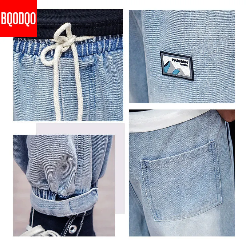 

Vintage Denim Jeans Pant Men PLUS SIZE Autumn Blue Streetwear Brand Trousers Male Hip Hop Streetwear Straight Ankle-Length Pants