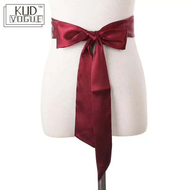 Длинный ремень шелковая лента однотонное шифоновое платье супер шарф Женский