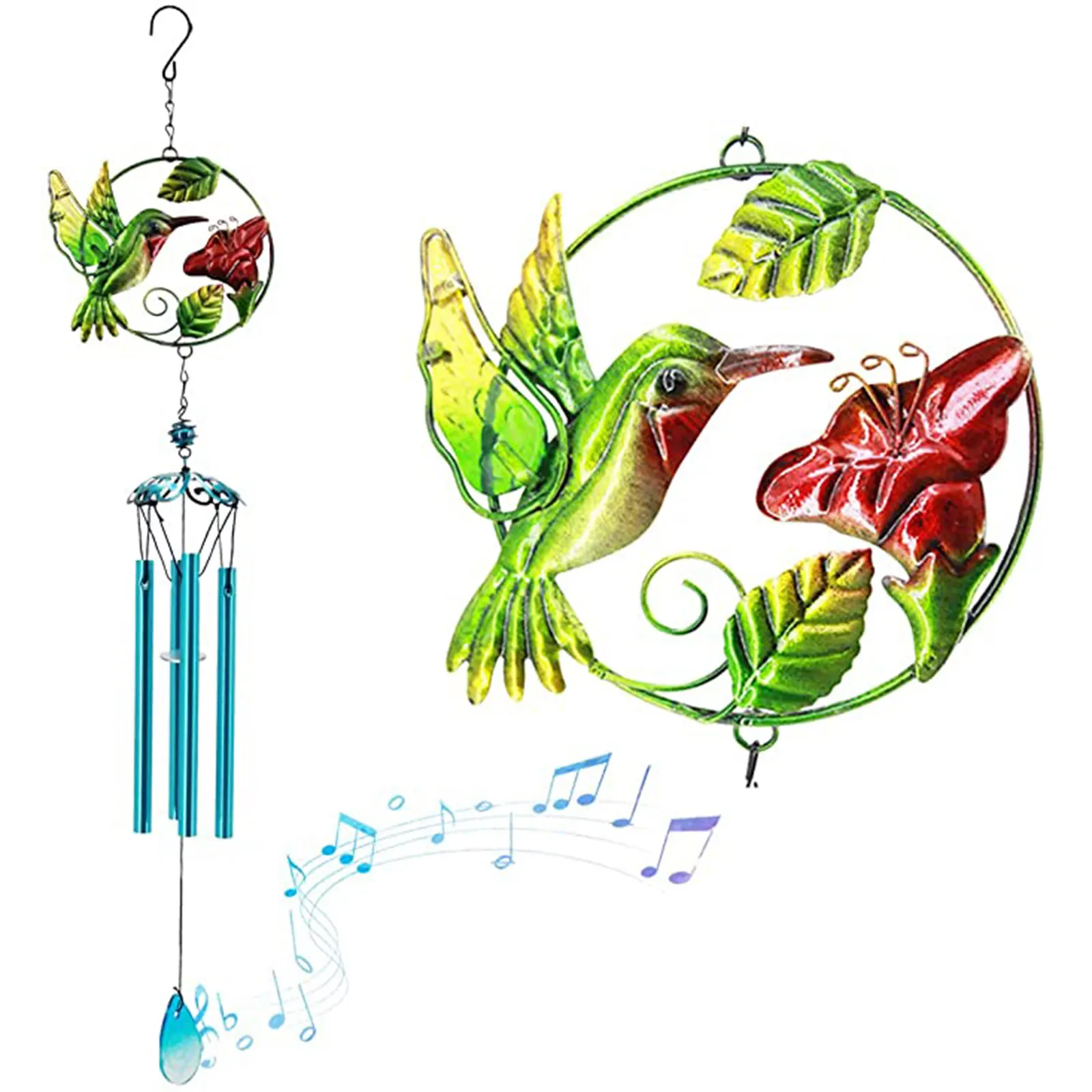 

Wind Chimes, Hummingbird Hanging Ornaments Decorative Pendants Home Decorations for Living Room Bedroom, Blue/Green