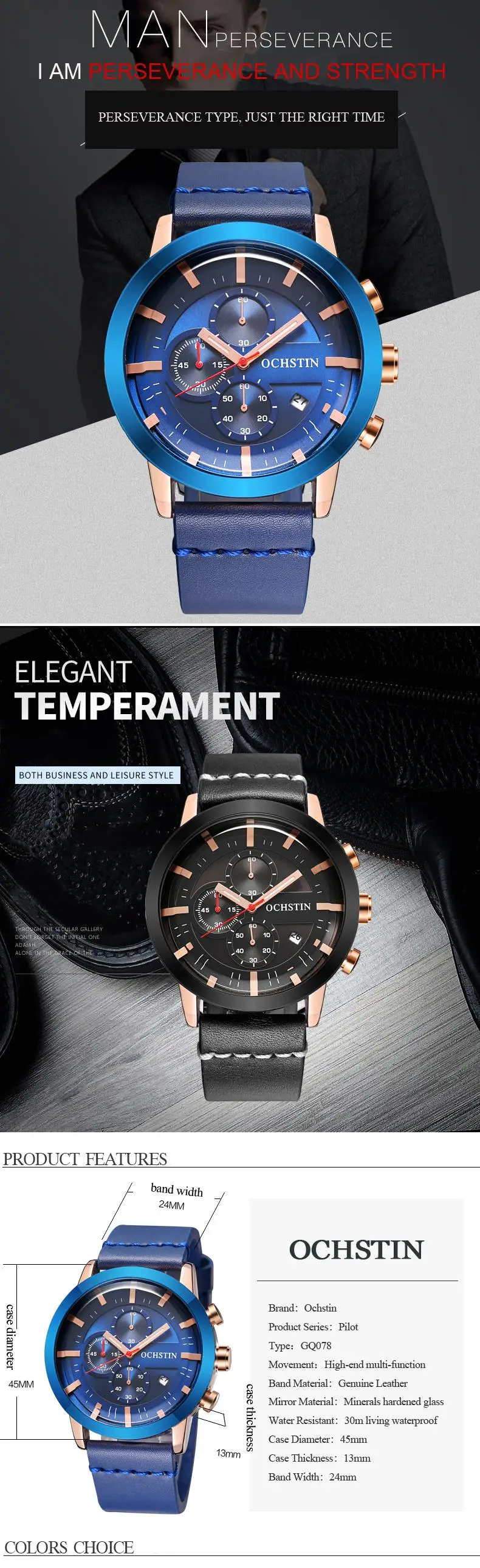 Reloj hombre OCHSTIN модные спортивные часы мужские роскошные многофункциональные хронограф повседневные кожаные наручные часы подарок relogio masculino